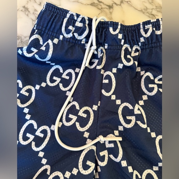 EUC Bravest studios navy blue and white gg athletic shorts pockets drawstring XS - Picture 6 of 7
